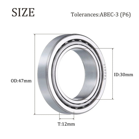 2 Pack Tapered Roller Bearing Cone And Cup Set 30Mm Bore 47Mm OD 12Mm Thick Chrome Steel ABEC Three Beefy High Load Capacity