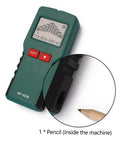 Straight Up 4 In 1 Wall Scanner And Stud Finder shows LCD display with on/off buttons and a pencil holder for easy use.