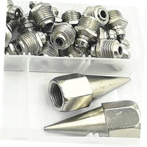 Grease Gun Nozzle Set With Assorted Fittings And Nipples For Maintenance, Durable Angled Grease Fittings Kit In A Plastic Case