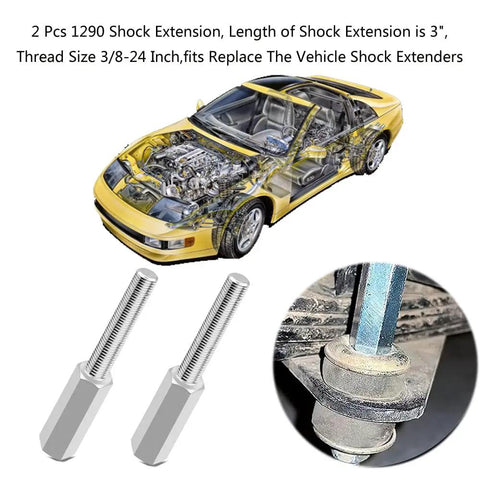 Heavy Duty 2 Pack Shock Extensions 3 Inch Swing Arm For 3/8 Drive Impact Ratchets Zinc Coated Socket Adapters 3/8 24 Thread, includes 3" extensions.
