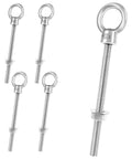 Beefy Heavy Duty Quarter Inch By Four Inch Eye Bolt Set In 304 Stainless Steel With Nuts And Washers 5 Pack Threaded Ring Eye Bolts For Shoulder Lifting And Hanging Items