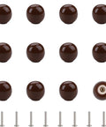 Smooth Ceramic 1.06 Inch Cabinet Knobs 10 Pack, Easy Peasy Hardware Swap, Slick Round Drawer Pulls For Kitchen Bedroom Nursery And Kids Rooms, Warm Earthy Brown Tone - set of ten round brown knobs with screws