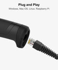 1D USB Barcode Scanner With Intelligent Stand No Fuss Wired Scanner Delivers Snappy 32 Bit Processing For Precise Decoding Plug and Play