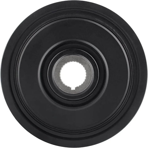 Front view of Harmonic Balancer Belt Drive Pulley Replacement For Acura MDX TL RL Honda Accord Odyssey Pilot V6 Engines 3.0L 3.2L 3.5L 3.7L Fits 2005 To 2010 Models