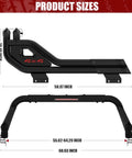 Product sizes for Heavy Duty Universal Truck Bed Roll Bars Adjustable Sport Chase Rack For Midsize Pickup Rigs.