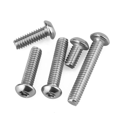 Tough As Nails 1/4-20 X 1/2 Inch Torx Security Machine Screws 304 Stainless Steel Button Head Fasteners set on white background.