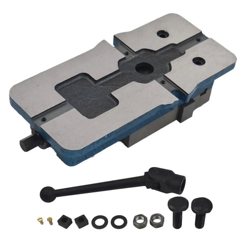 Industrial Precision Mill Vise With Rock Solid Clamping Force And Tough As Nails Cast Iron Jaws For Heavy Duty Milling Drilling And Machine Shop Projects with cast iron jaws and mounting hardware.