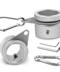 Premium Aluminum Flag Pole Rings Featuring Smooth Three Sixty Rotation And Corrosion Resistant Locking Clips To Keep Your Banner Rolling Clean And Tangling Free On Windy Days For Half To One Inch Diameter Masts Silver Two Pack - aluminum rings with stainless carabiner and screws.