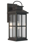 Williamston Collection 1 Light Clear Glass Antique Bronze Farmhouse Outdoor Large Wall Lantern Light For Porch or Patio, side view