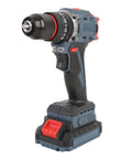 Badass Brushless Cordless Drill Kit Featuring 1500 RPM Output With 25 Adjustable Torque Settings For Knockout Wood Drilling And Slick Home Repair Tasks For Weekend Warriors, side view showing grip and battery.
