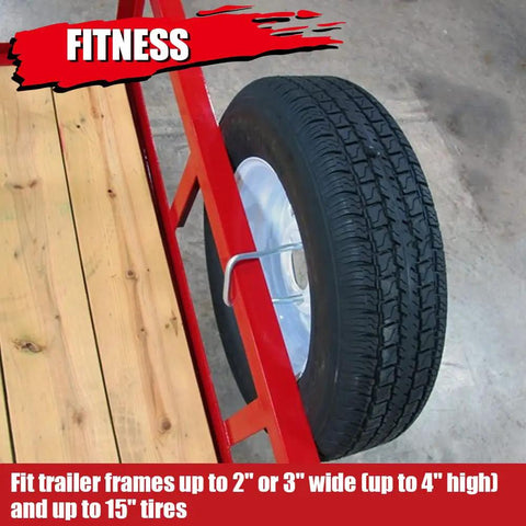 Side Mount Spare Tire Carrier Bracket With Zinc Plated U Bolt Holder attached to trailer frame with tire