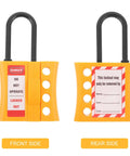 Badass Multi User Insulated Nylon Lockout Hasp With Four Reinforced Holes For Safety Tagout Protocols Built Tough showing front and rear sides.
