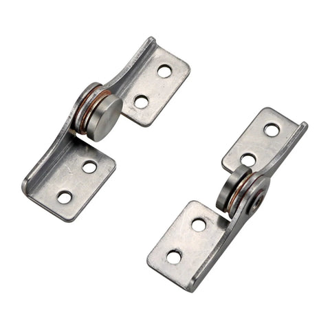 Pair of stainless steel L-shaped damping hinges with compact pivot units
