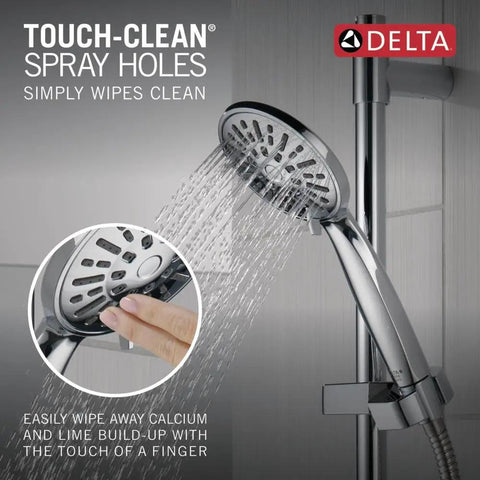 Solid Chrome Handheld Shower Head With Slide Bar Kit Featuring Intense Full Body Spray Four Massage Water Modes Detachable Hose For A Clean Next Level Bathroom Upgrade