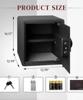 Home Security Safe With Programmable Keypad, Steel Lock Box With Alarm System, dimensions 14.17x12.99, 1.2 Cubic Feet, open door view