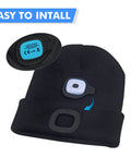 Led Light For Knit Beanie Hat With Hands Free Headlamp Rechargeable Battery Three Brightness Modes installation view