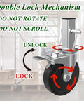 5 Inch Scaffolding Caster Set Of 4 With Heavy Duty Baker Wheels Dual Locking Brakes And Rubber Tires One And A Quarter Inch Square Stem Replacement For Six Foot Baker Scaffolds Each Caster Supports 440 Lbs Easy Swivel And Secure Lock
