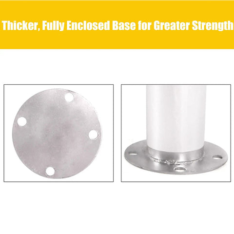 Detailed view of a thicker, fully enclosed steel base with bolt holes for Gotta Have These Rock Solid Steel Traffic Cones And Parking Bollards.