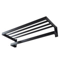 Two Tier Wall Mounted Towel Rack For Bathroom, 24 Inch Matte Black Towel Shelf With Bar, No Assembly, Heavy Duty SUS304 Stainless Steel