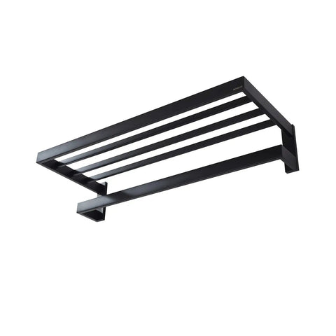 Two Tier Wall Mounted Towel Rack For Bathroom, 24 Inch Matte Black Towel Shelf With Bar, No Assembly, Heavy Duty SUS304 Stainless Steel