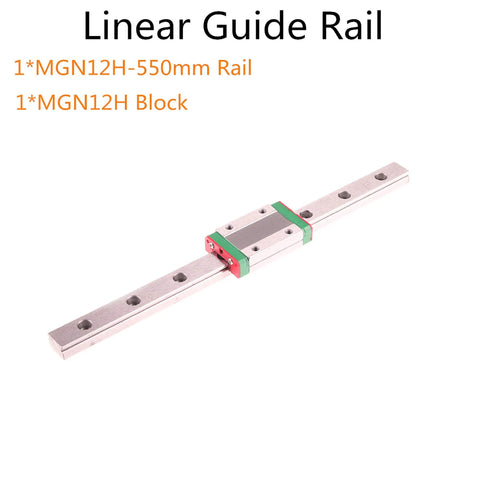 Pro Grade MGN12H 550mm Linear Guide Rail with Slide Block for 3D Printers and CNC Machines, Rock Solid Aluminum Rail System, Chrome Plated for Smooth Motion