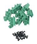 Rock Solid DIN Rail PCB Mounting Bracket 35mm Green Plastic Secure Vibration Resistant Mounting Clamp For Standard 35mm DIN Rails In Industrial Environments Easy Snap In Design For Quick Installation And Stable Performance In Dusty Harsh Environments., green brackets with screws