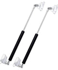 Pro Level 15 Inch Gas Struts Lift Supports 450N Gas Shocks For Trap Door Platform Bed Outdoor Storage Box Lid Set Of 2 With L Brackets shown from the side.