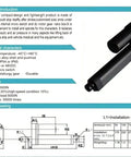 Diagram and specifications of Heavy Duty 12V/24V DC Linear Actuator, 1000mm Stroke, 500N to 3500N Load, with aluminum casing.