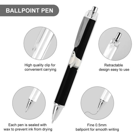 Two Pack Ball Point Pens With Smooth Ink For Effortless Writing Comfortable Grip Durable PC Body Stylish Prints Everyday Carry