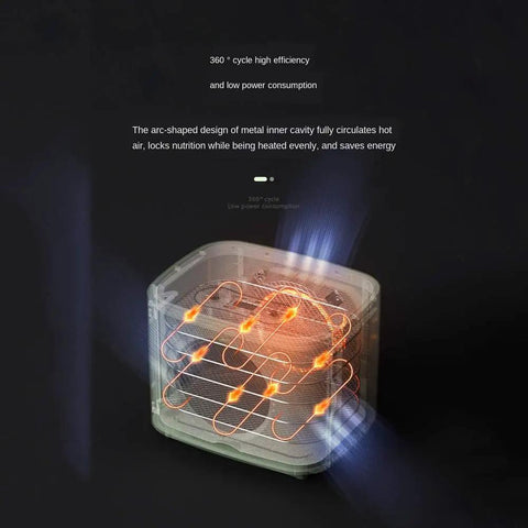 Electric Food Dehydrator Stainless Steel Beef Jerky Maker and Vegetable Dryer With 360 Circulating Air Automatic Cooling, showcasing arc-shaped metal design.
