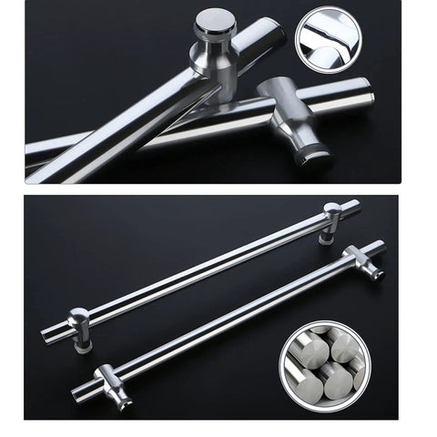 Dope Push And Pull Shower Glass Door Handle With Adjustable 550mm Hole Distance For Sliding Bathroom Doors in silver aluminum