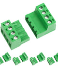 Five Pair Four Pin 5.08mm Pitch Screw Terminal Block Connector Kit Pluggable With Phoenix Plug For 12 To 28 AWG Wire, green PA66