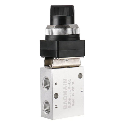 Rock Solid Pneumatic Mechanical Valve JM05 With Two Position Three Way Rotary Selective Knob One Quarter Inch PT Ports