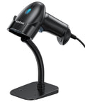 USB Wired Barcode Scanner With Stand For Computer And POS 2D 1D QR Code Reader handheld device on a flexible stand