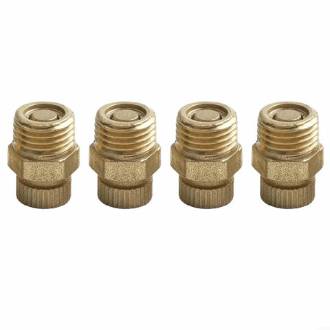 Heavy Duty Set Of Four Brass Drain Screws For Air Compressor Tanks And Compact Pumps side view showing precision design and threading.