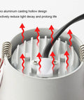 XYIANG Lighting 5W/7W/10W Led Recessed Downlight Retrofit Kit, Off-White Matte Finish, showing aluminum casting for heat dissipation.