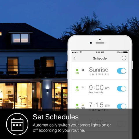 Color Changing A19 Led Bulb, 850 Lumens, Dimmable WiFi Light, works with Alexa and Google Home, scheduling feature app view