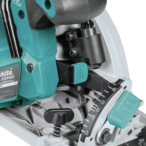 Close-up of 18V LXT Brushless Cordless Circular Saw Tool Only With Six And A Half Inch Blade Automatic Speed Change 5000 RPM