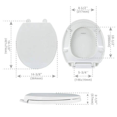 Round Toilet Seat With Non Slip Bumpers Universal Quiet Close Lid Easy To Install Never Loosen Fits Standard Round Toilets Bowl Durable White With Soft Close Hinges System