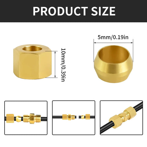 MuHize brass 3/16 in tube compression fittings kit, 8-pack, connectors for hydraulic and pneumatic lines