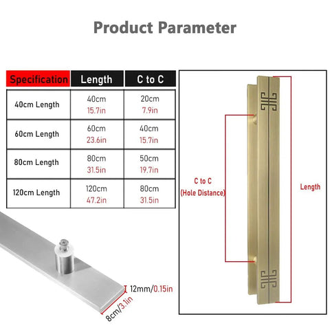 H Shaped Glass Sliding Barn Door Handle Pull For 14mm Thick Doors Interior Exterior Entrance Dope Modern Door Pull Bar