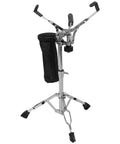 Adjustable Snare Drum Stand With Double Braced Tripod Legs And Non Slip Rubber Feet Fits 10 To 14 Inch Drums Standing 14 To 23 Inches High Made From Solid Alloy, featuring built-in stick pockets.