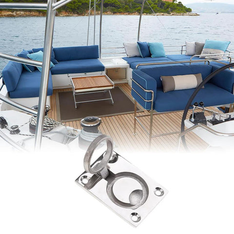 Flush Ring Pull Handle In Stainless Steel For Cabinets And Boats Hidden Recessed Square Lift Design Solid Marine Grade Deck Lid