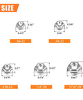 304 Stainless Steel Flange Nuts Assortment Kit 80 Piece Set 5 Sizes Serrated Hex Lock Nuts sizes displayed with dimensions