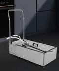 Heavy Duty Commercial Fryer Oil Filter Rig, 55L Mobile Kitchen Grease Recycling Unit, stainless body and handle.