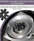 Close-up of Top Tier Flexible Steering Coupler Cross Shaft Replacement, reinforced ABS plastic for durable fitment.