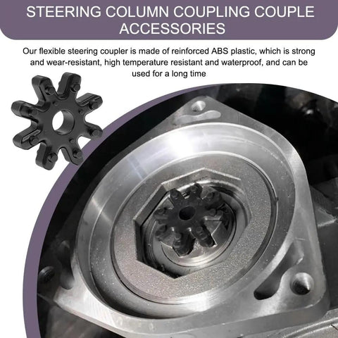 Close-up of Top Tier Flexible Steering Coupler Cross Shaft Replacement, reinforced ABS plastic for durable fitment.