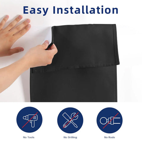 School Door Blackout Curtains For Privacy And Safety In Classrooms Clinics Offices And Apartments No Nonsense Install With Easy Hang And Light Blocking For Day And Night showing Velcro installation by hand