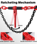 Heavy Duty G80 Chain Binder Set 3/8 to 1/2 Inch With 3/8 Inch By 10 Foot Chain, showing ratchet mechanism operation.