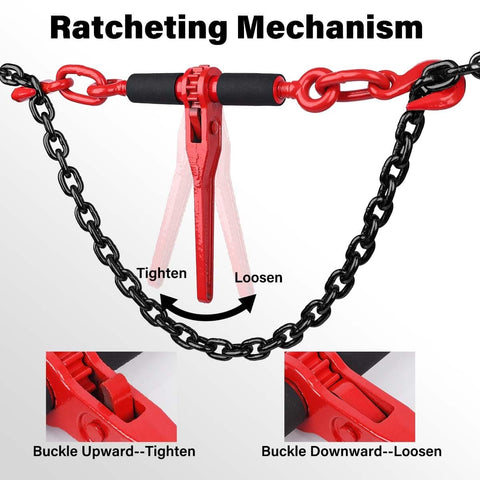 G80 Chain And Binder Set One Quarter To Five Sixteenths Inch Four Pack With Ten Foot Chains Ratchet Tie Down Binders detail